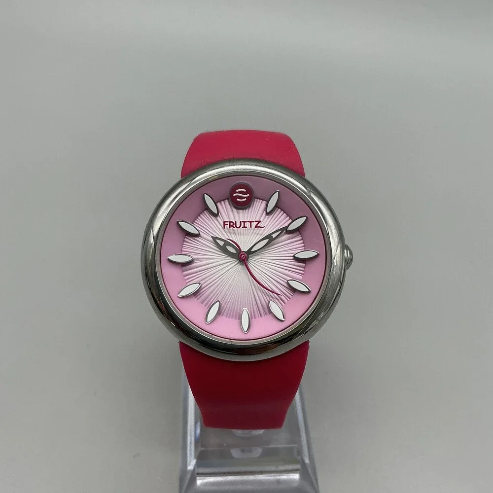 Fruitz by Philip Stein Womens Watch 38mm Pink Dial Silicone Band New Battery